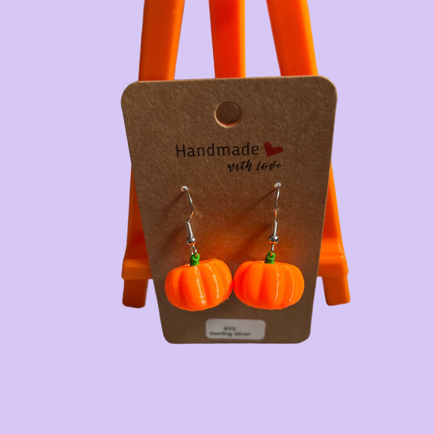 3D Pumpkin Hook Earrings - Front Top View