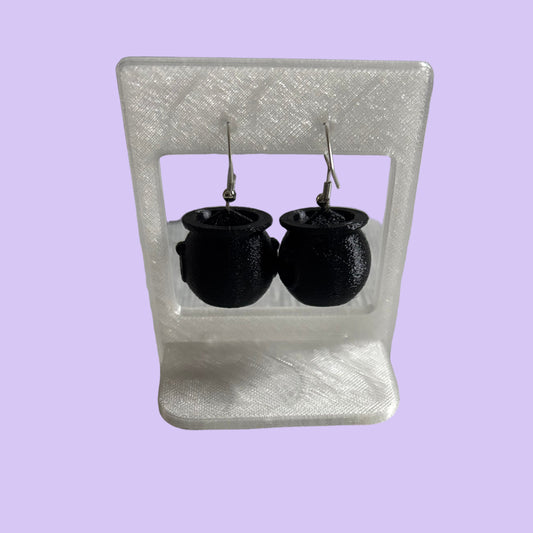 Cauldron 3D Hook Earrings - Rear View