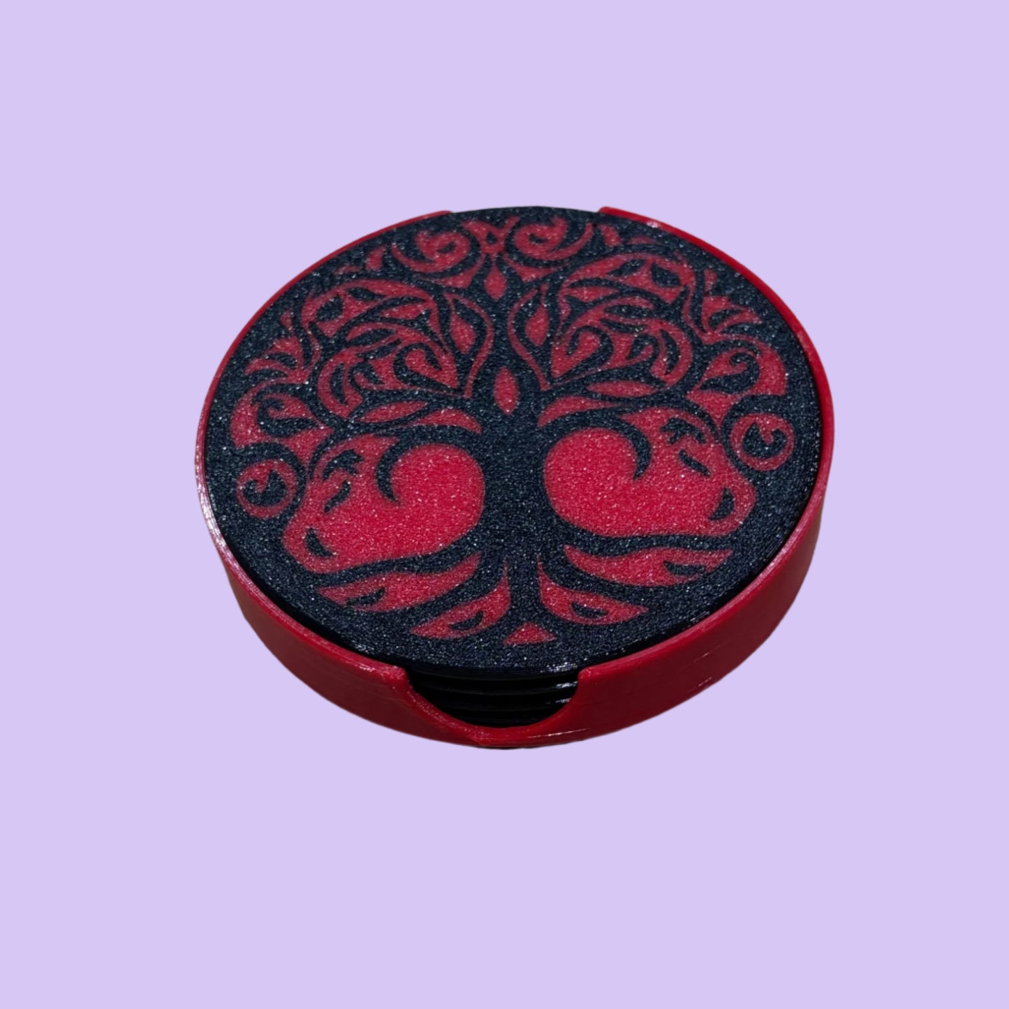 Coaster Holder 4 - Dark Red - Coaster View