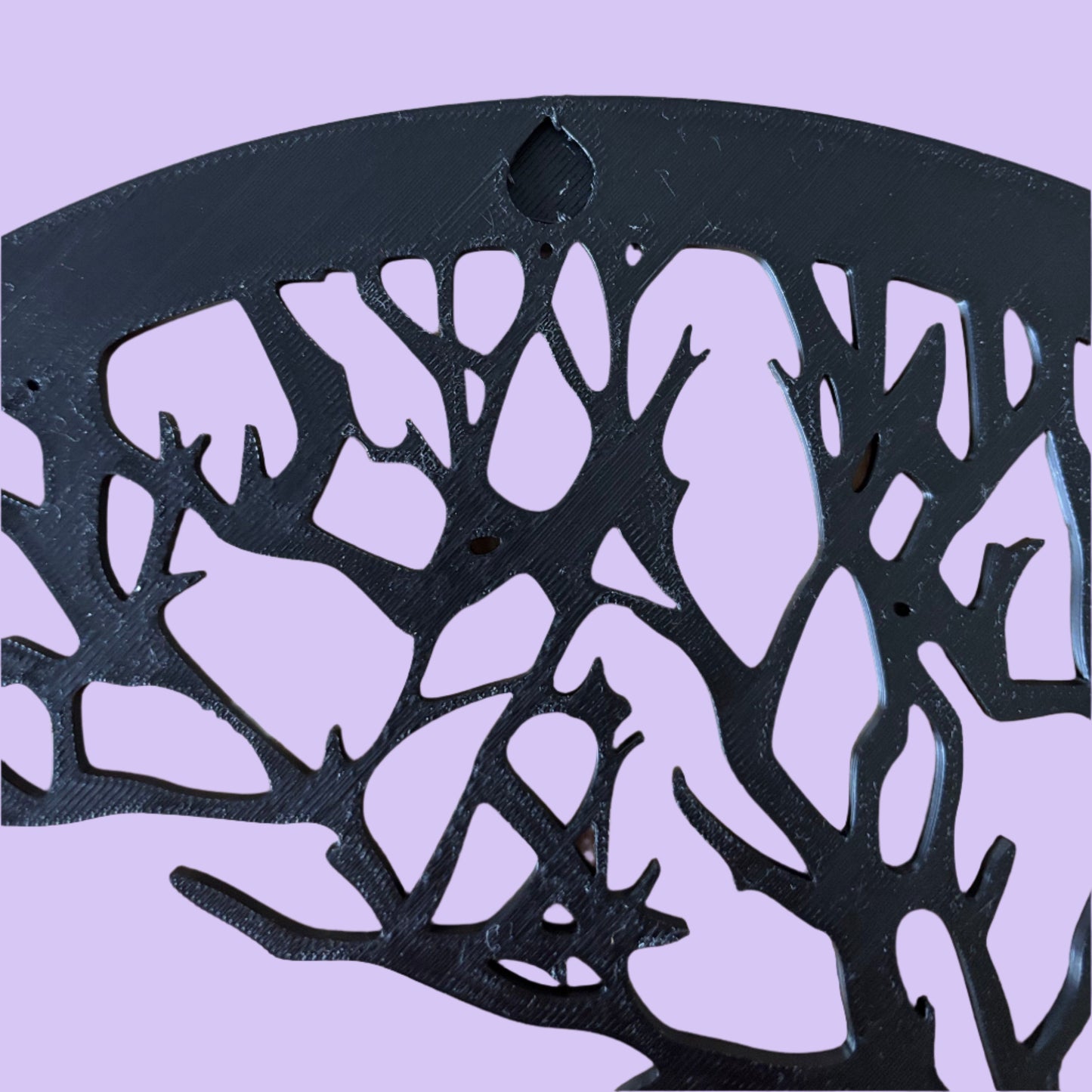 Elephant Under Tree Silhouette Wall Art - Hanging Loop View
