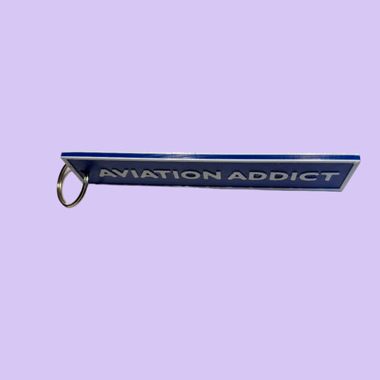Aviation Double Sided Flight Tag - Aviation Addict - Blue & White