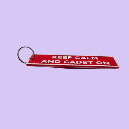 Flight Tag - Red White - Keep Calm and Cadet On - Side View