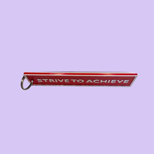 Flight Tag - Red White - Strive to Achieve - Side View
