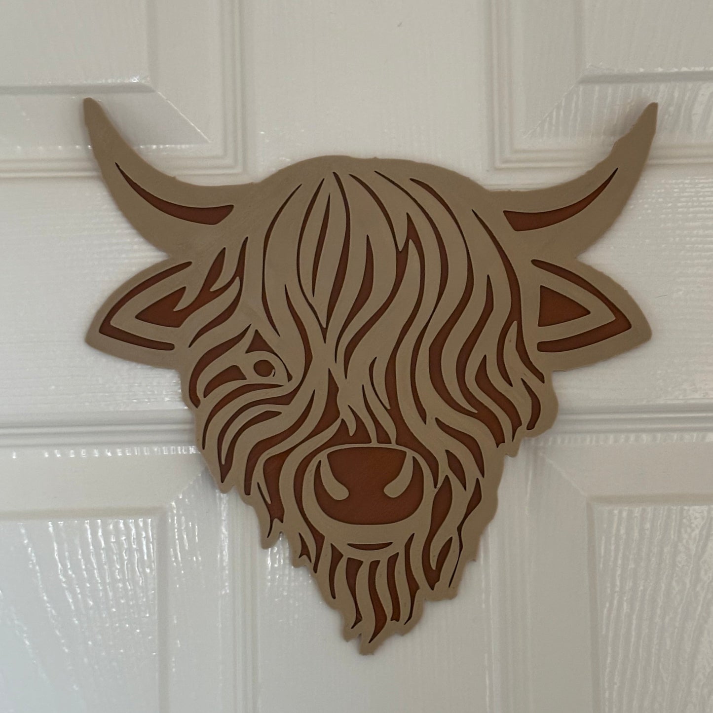 Highland Cow Wall Plaque - Door View