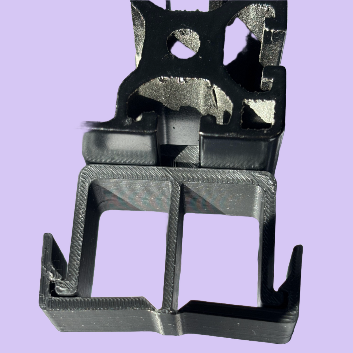 Sim Racing Cable Management Clip 40mm - Top View Mounted - Black