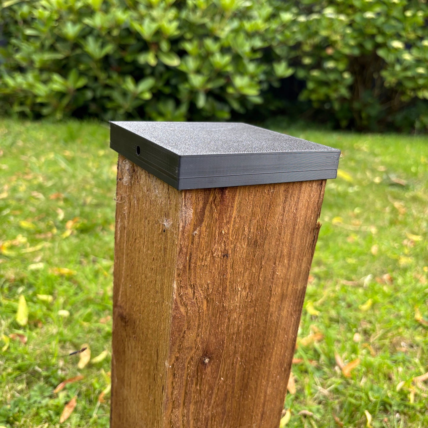 Square Fence Post Cap - Black - Side View