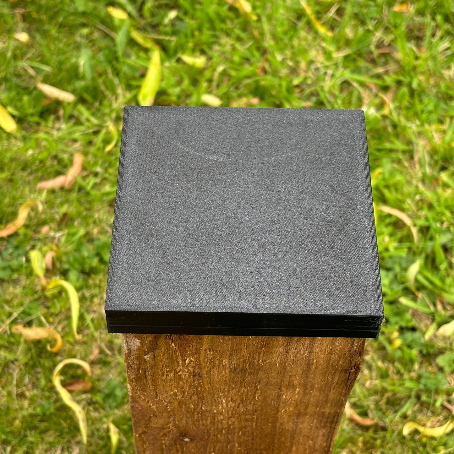 Square Fence Post Cap - Black - Top Front View