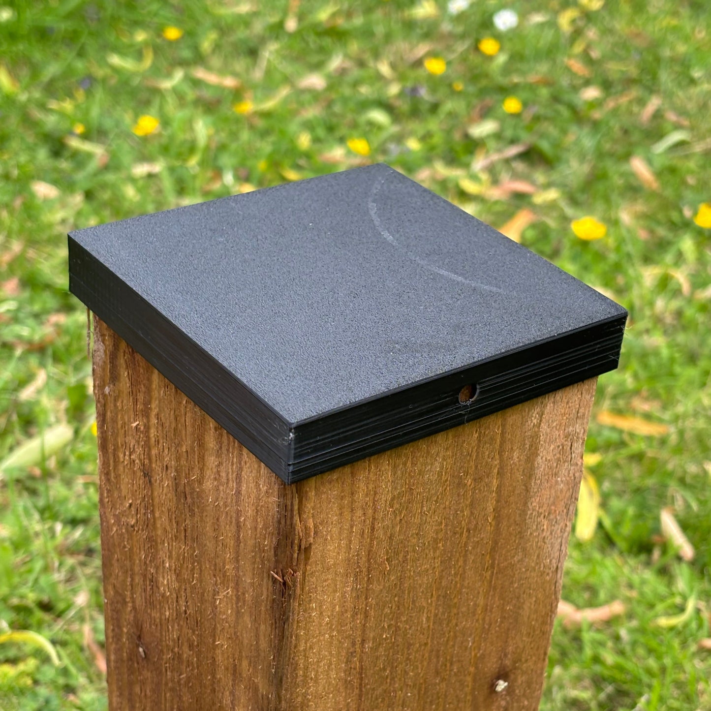 Square Fence Post Cap - Black - Top Side View