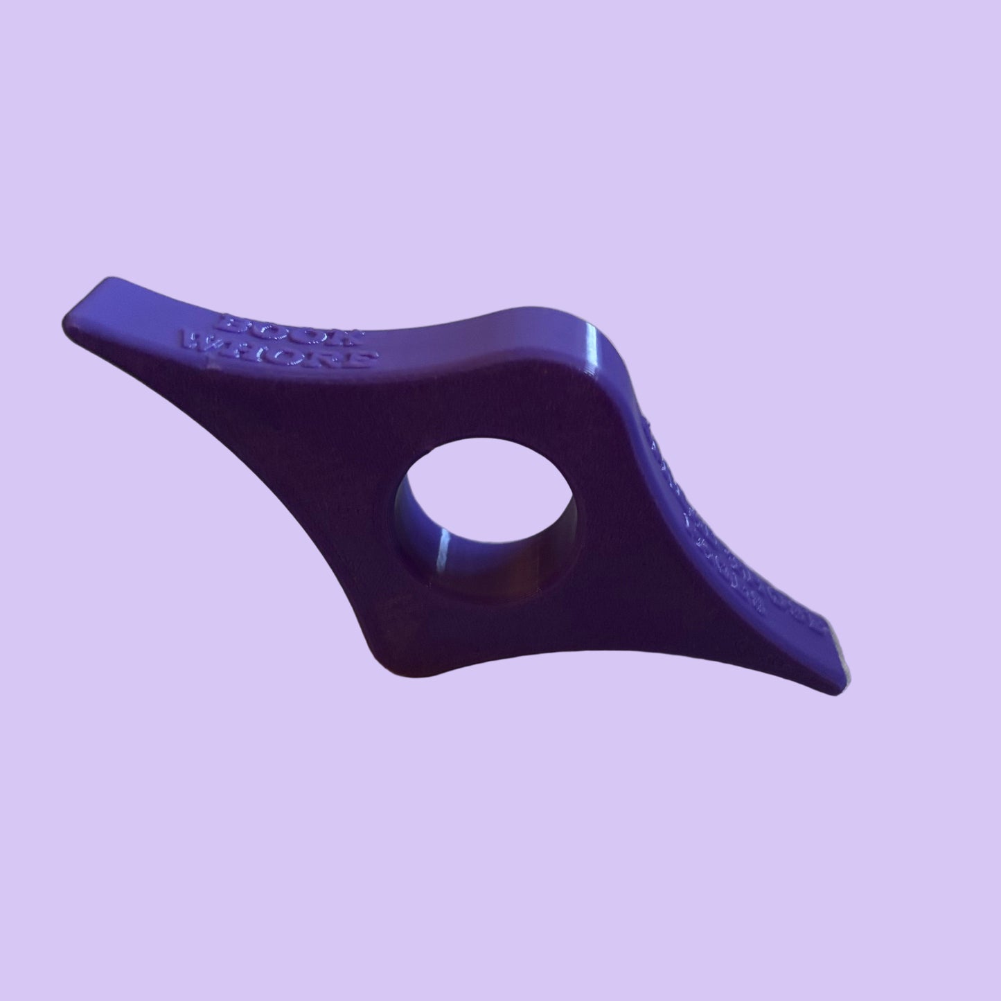 Book Whore Book Page Spreader - Thumb Holder - Vinca Blue - Base Side View