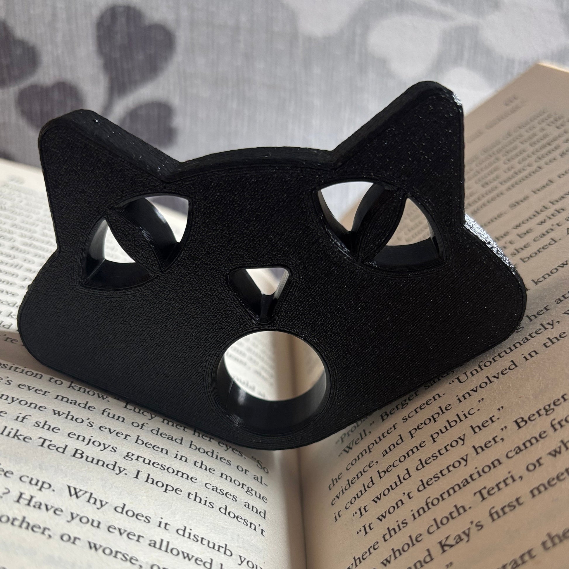 Cat Shaped Book Page Spreader Thumb Holder - Book View Close Up