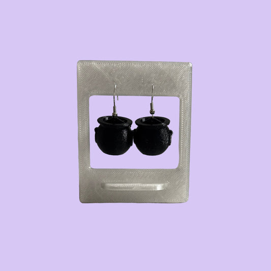 Cauldron 3D Hook Earrings - Front Straight View