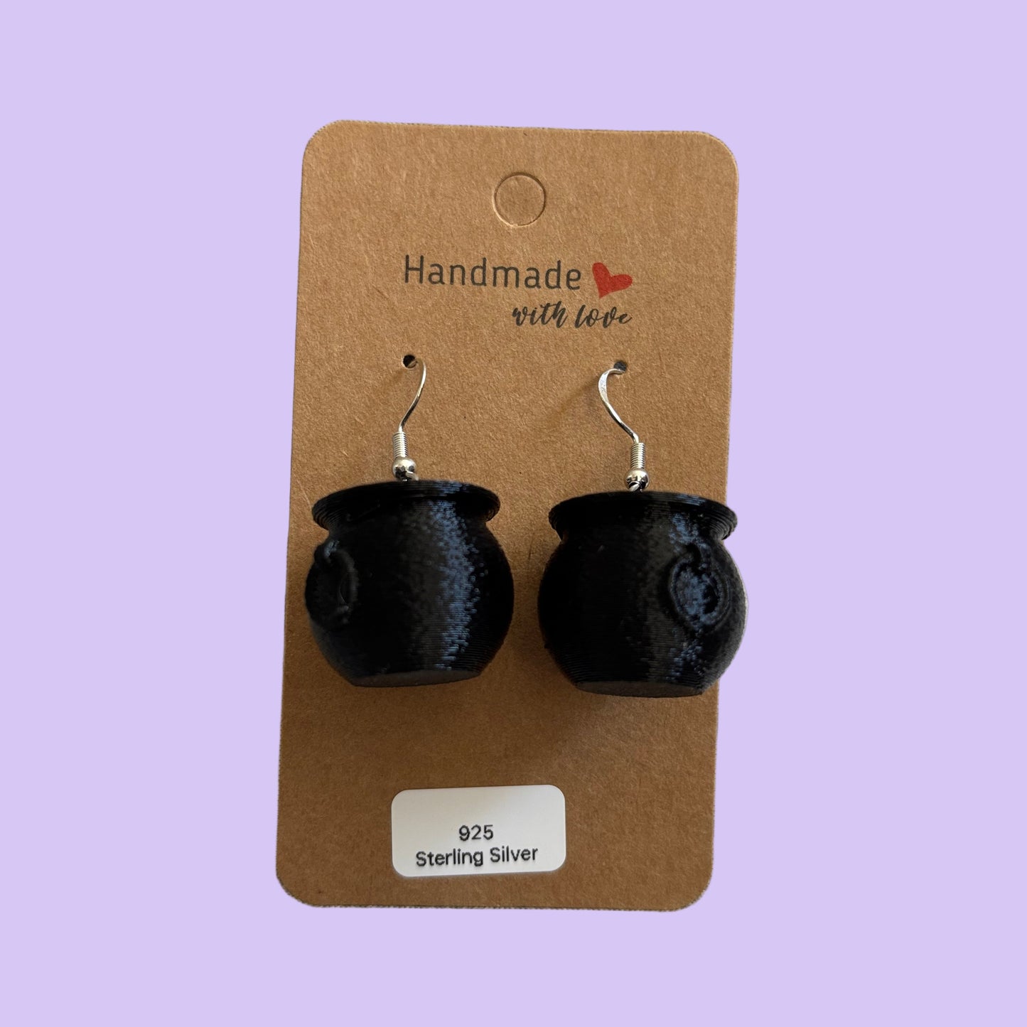 Cauldron 3D Hook Earrings - Front View Mounted
