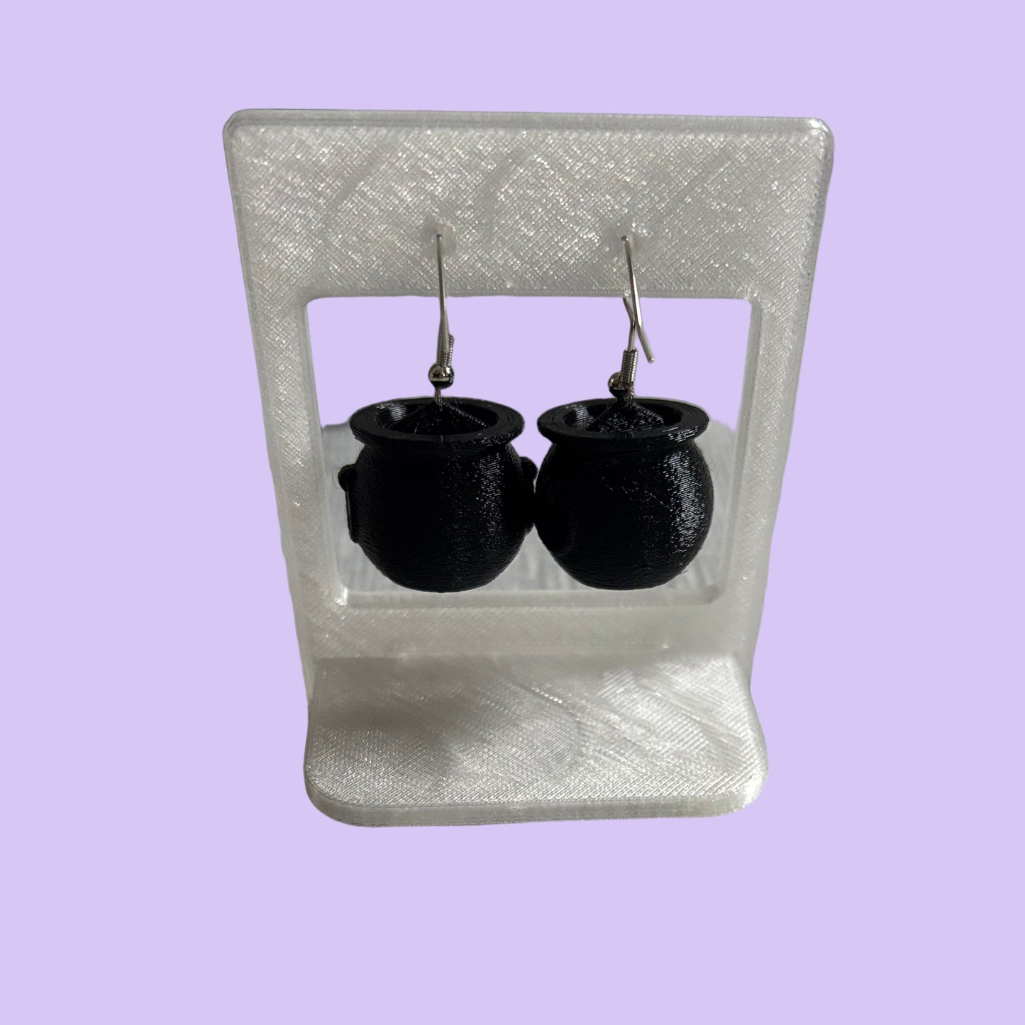 Cauldron 3D Hook Earrings - Rear View