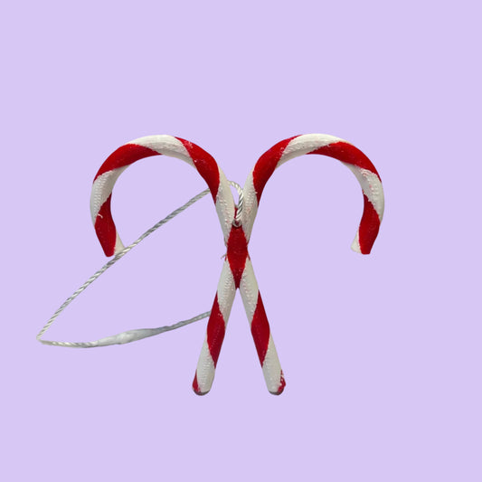 Christmas - Candy Cane Crossover Hanging Decoration - 75mm - Front View