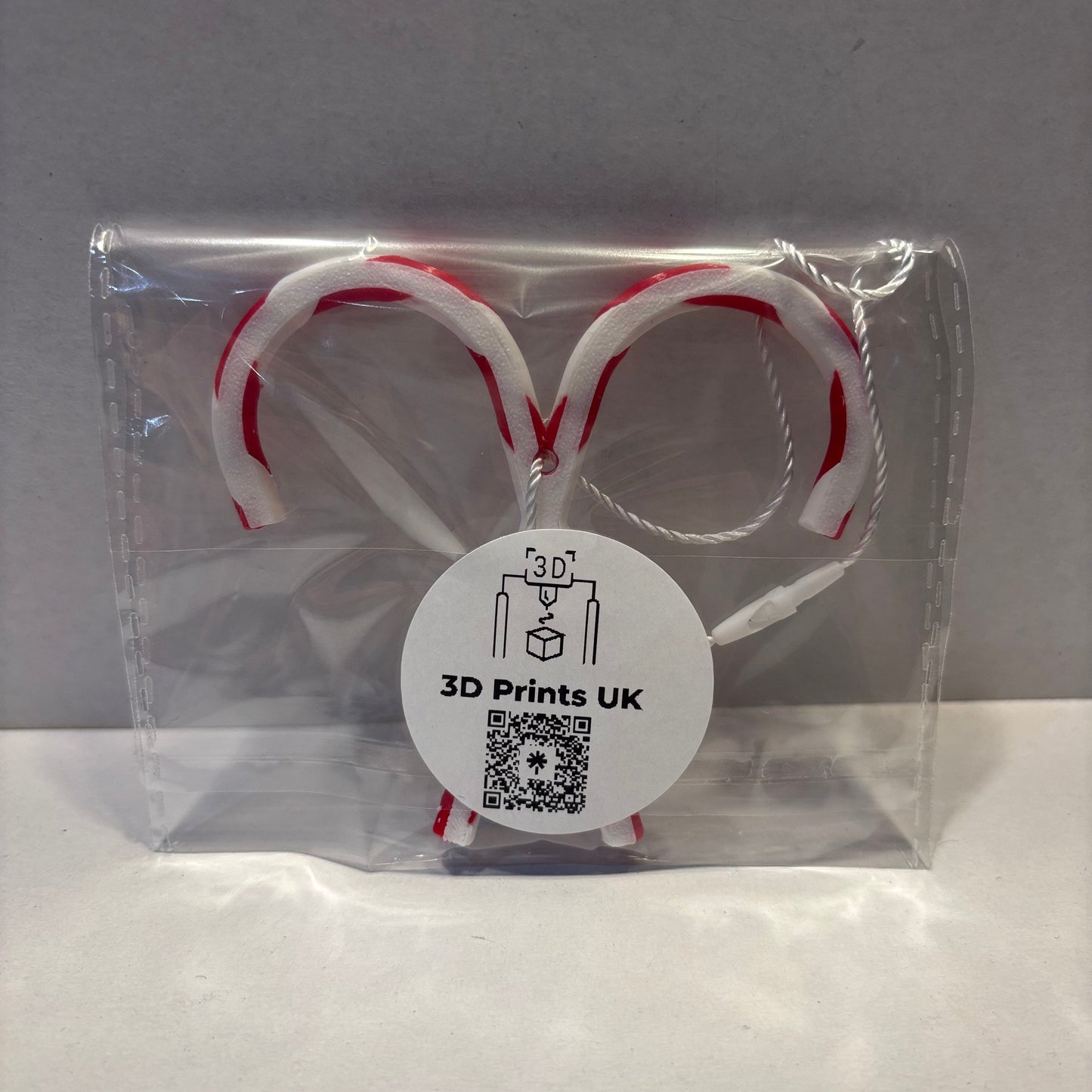 Christmas - Candy Cane Crossover Hanging Decoration - 75mm - Rear View Packaged