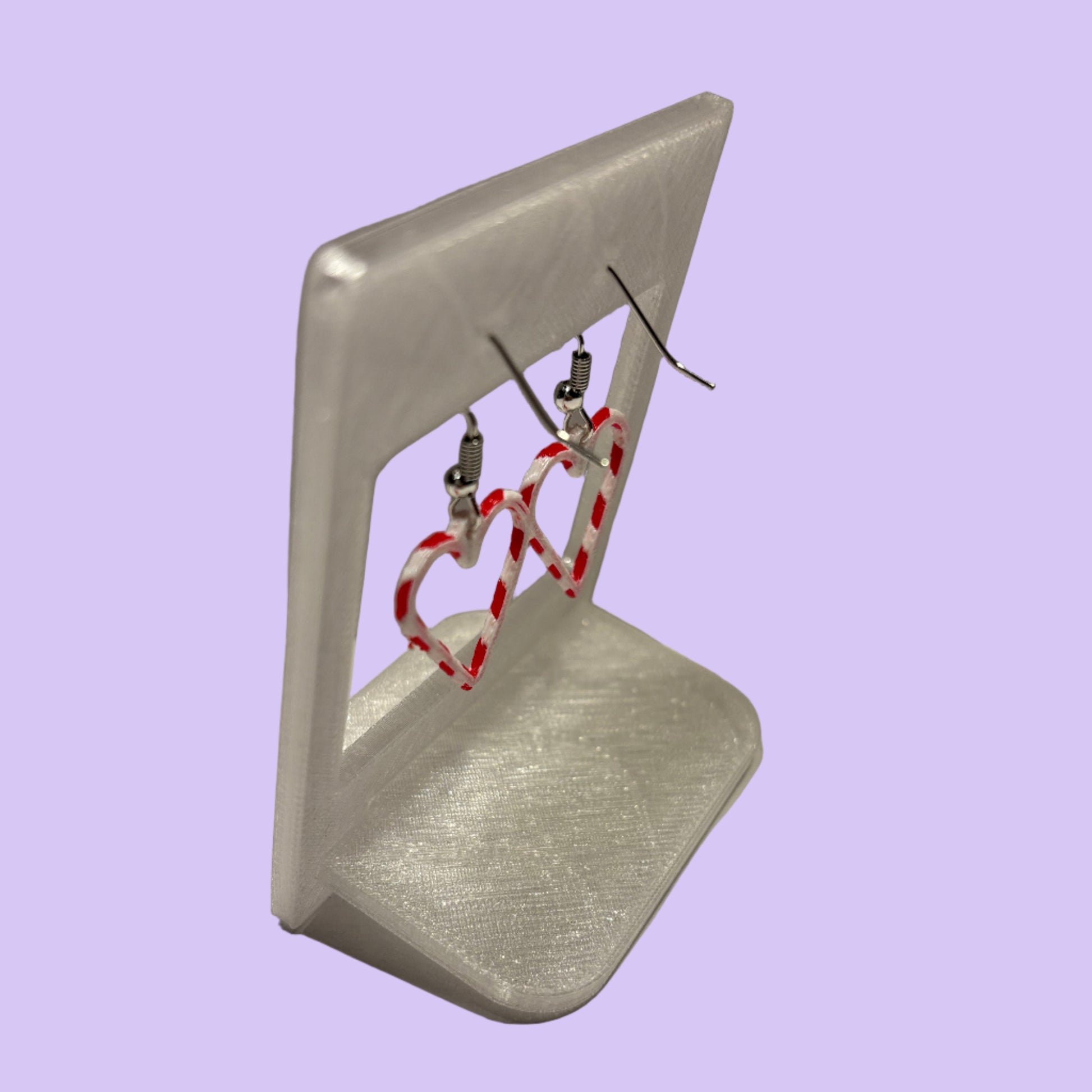 Christmas - Candy Cane Loveheart Earrings - Left View