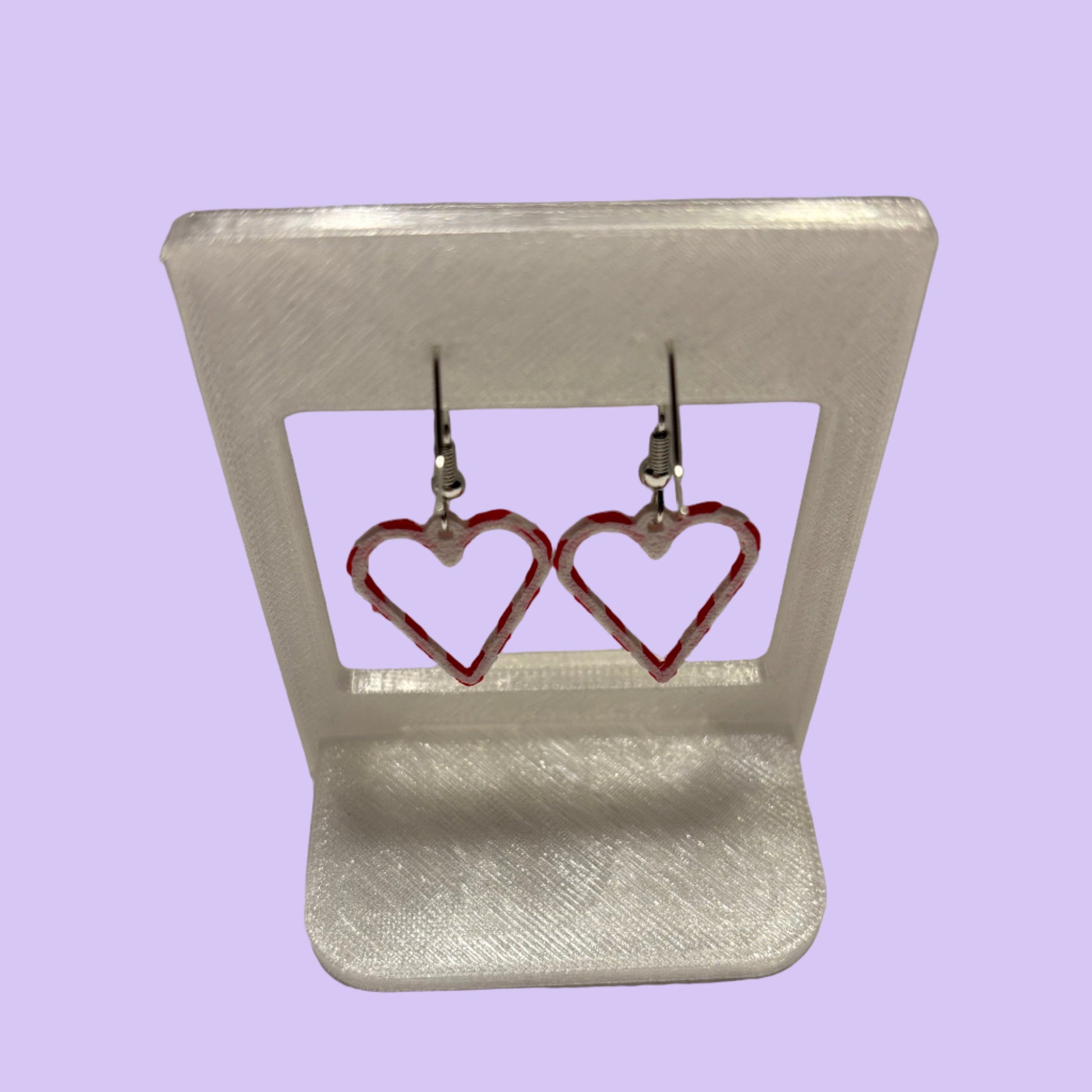 Christmas - Candy Cane Loveheart Earrings - Rear View