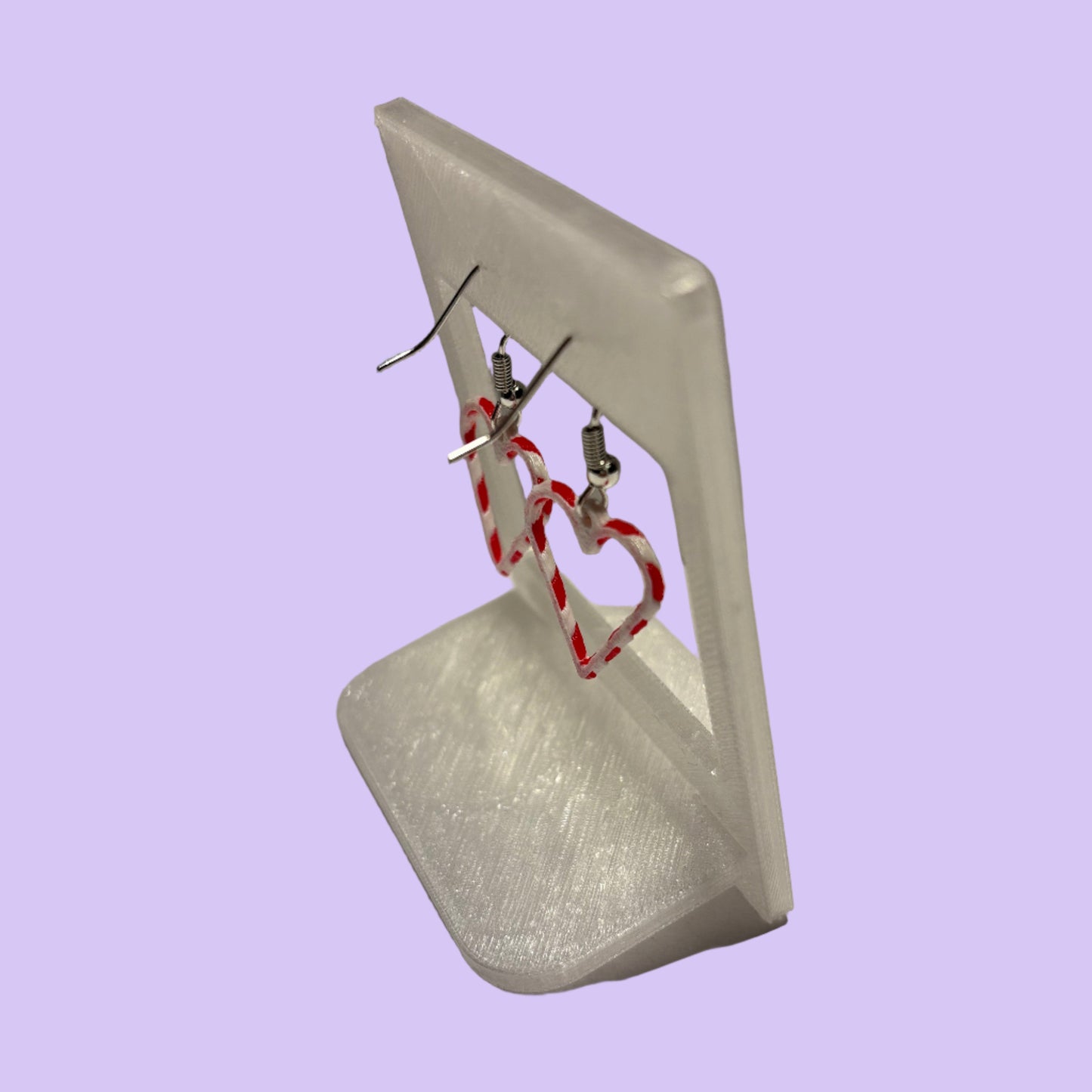 Christmas - Candy Cane Loveheart Earrings - Right View