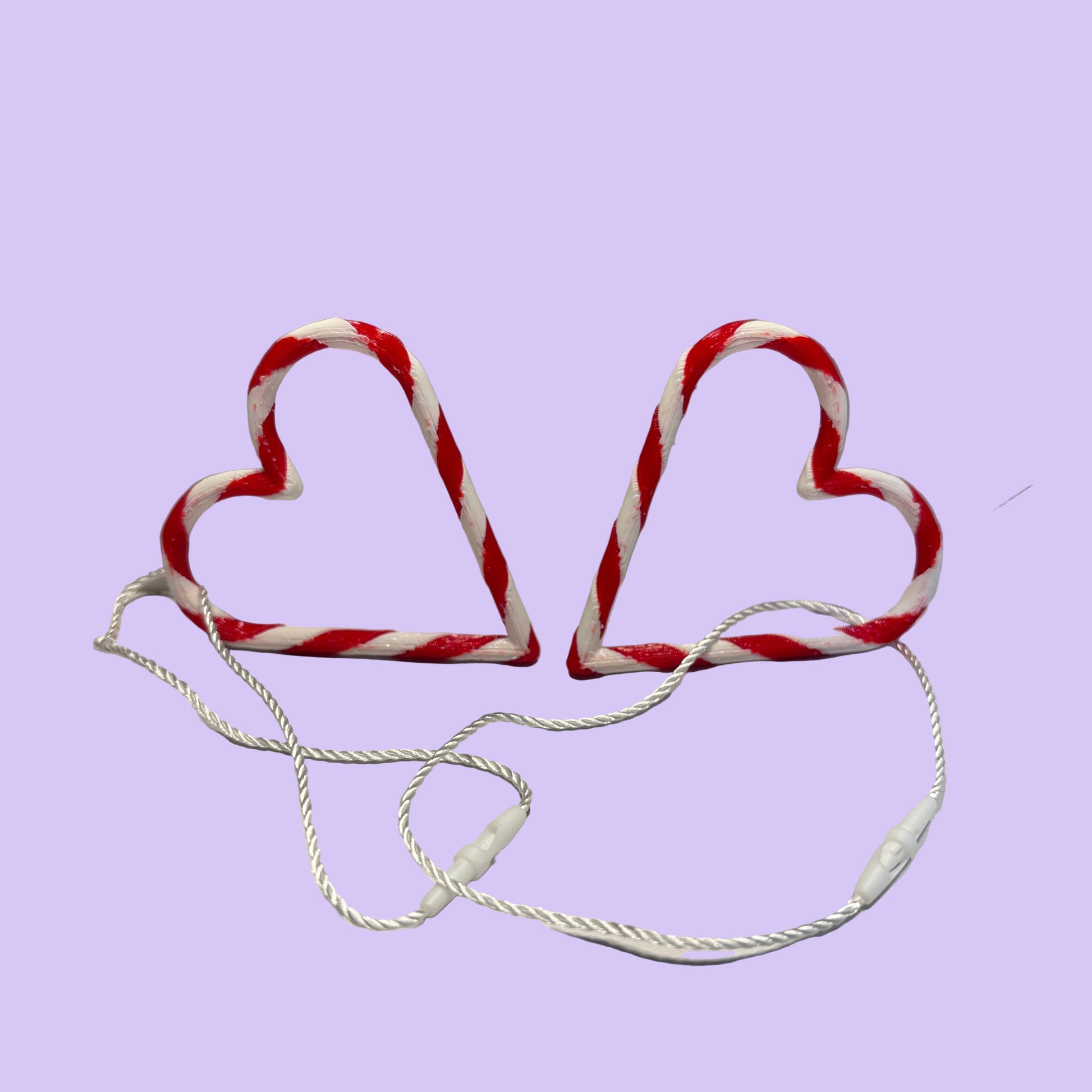 Christmas - Candy Cane Loveheart Hanging Decoration - Front View 