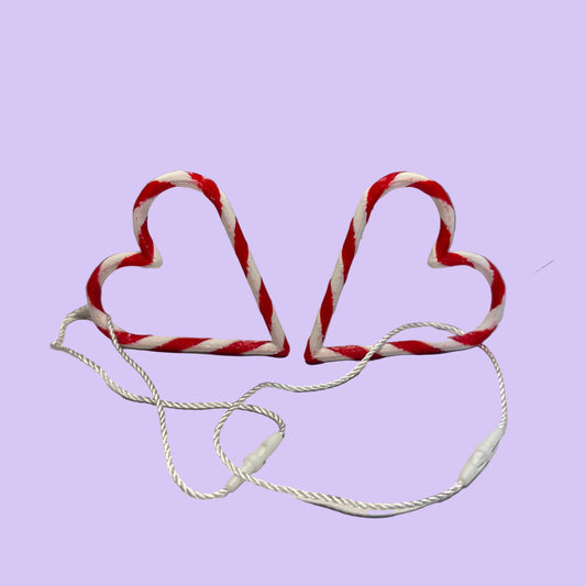 Christmas - Candy Cane Loveheart Hanging Decoration - Front View 
