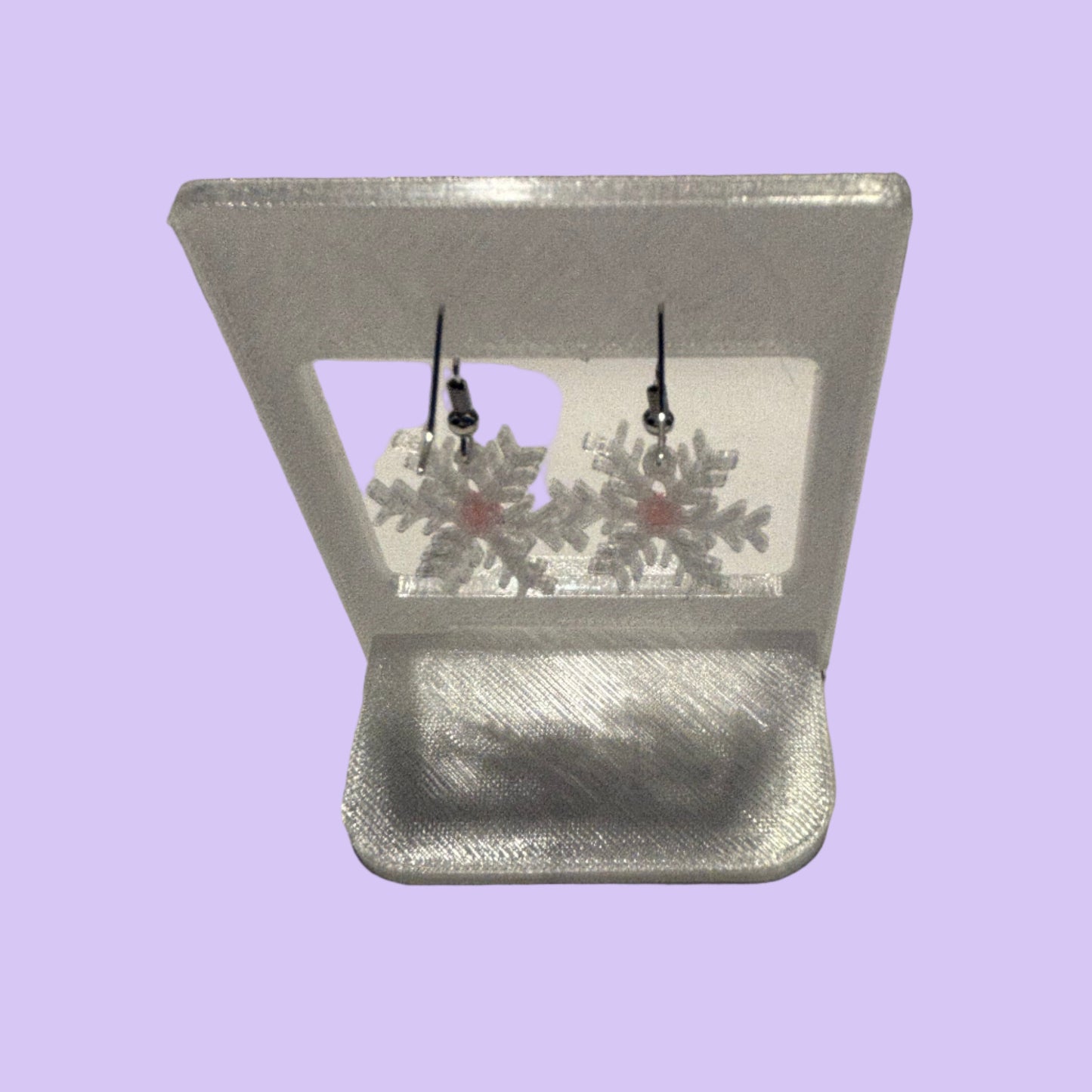 Christmas - Earrings - Snowflake Gemstone - Red - Rear View
