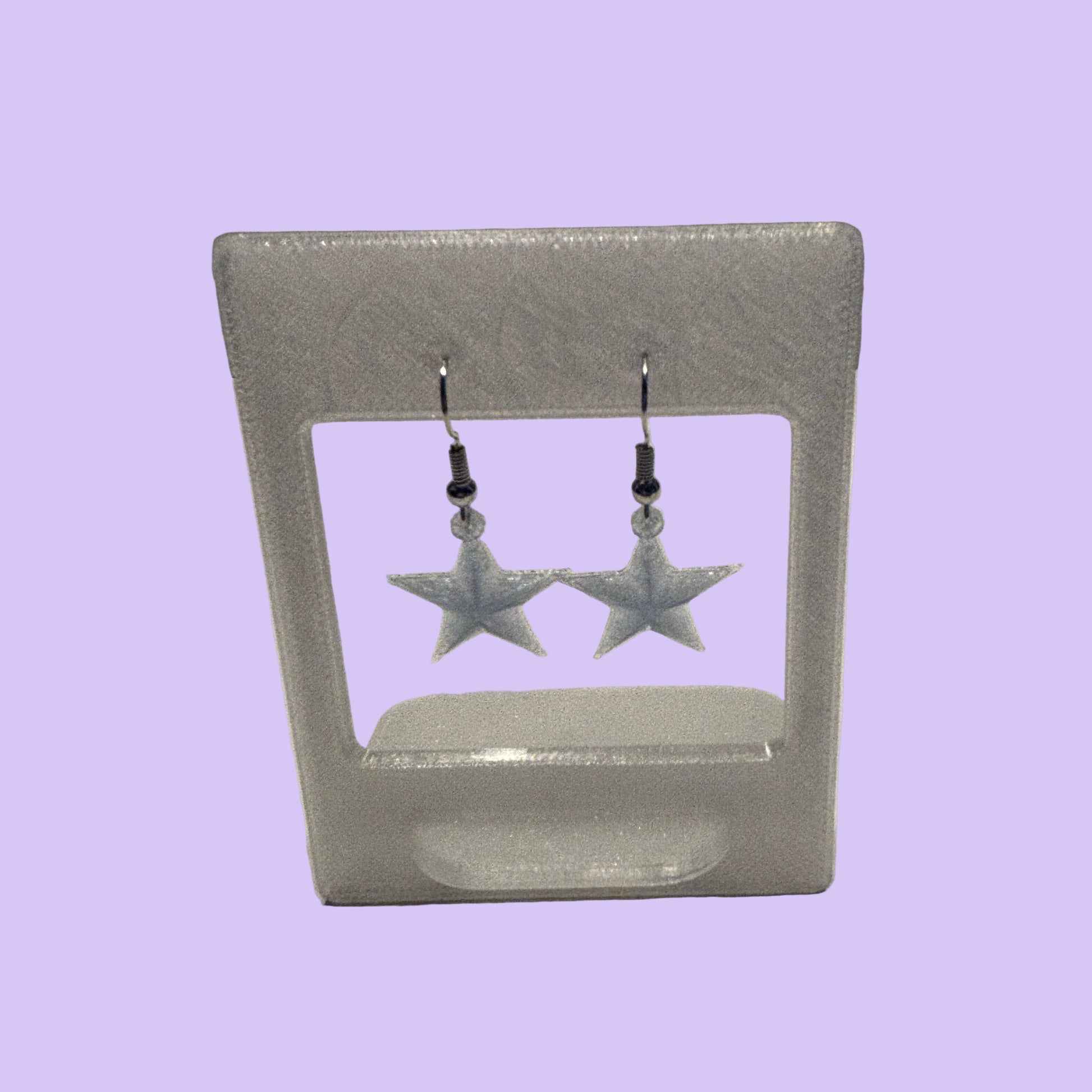 Christmas - Earrings - Star - Transparent Light Blue - Front View