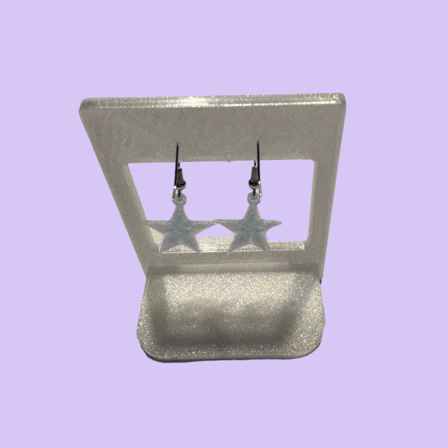 Christmas - Earrings - Star - Transparent Light Blue - Rear View