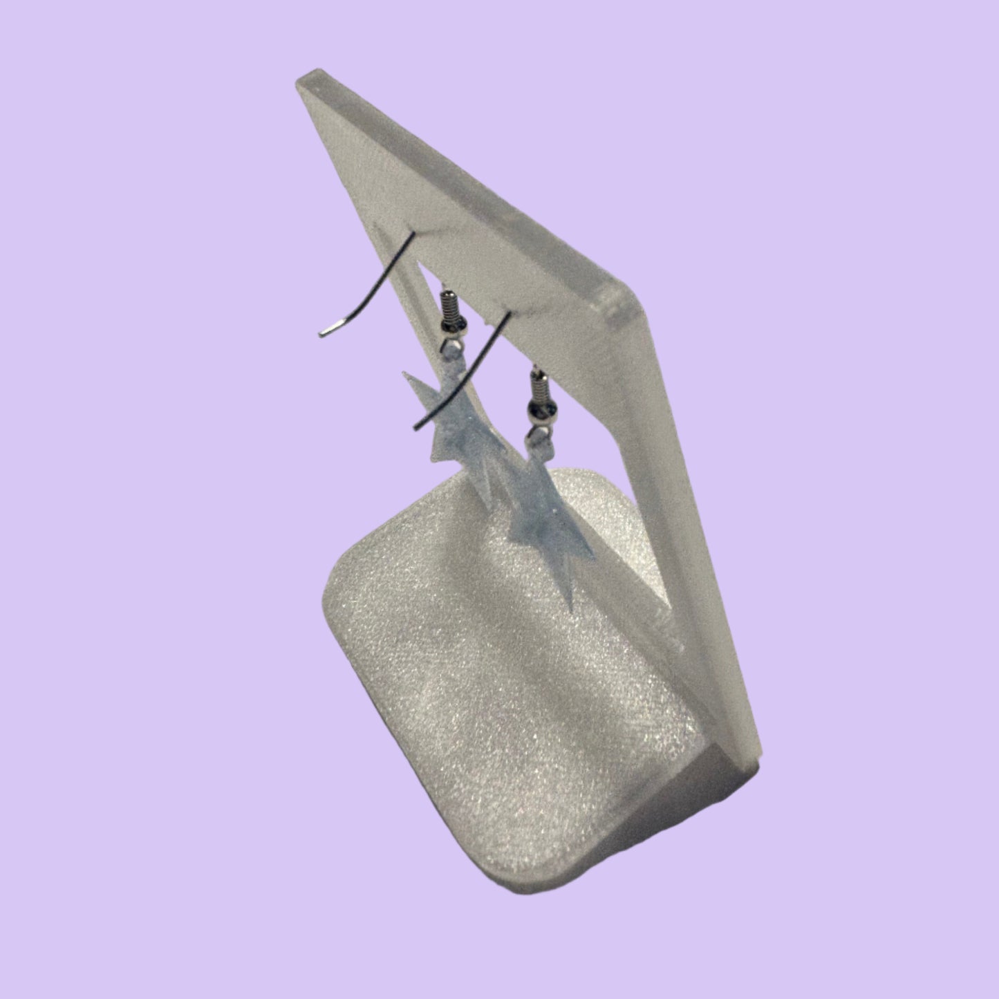 Christmas - Earrings - Star - Transparent Light Blue - Right View