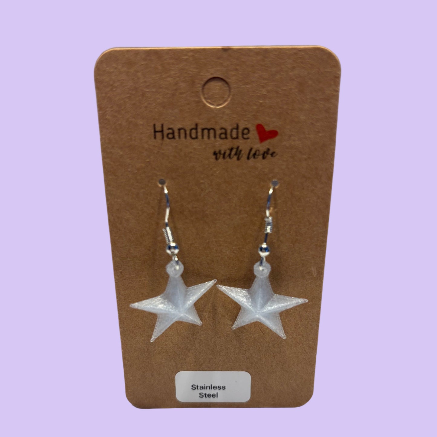Christmas - Earrings - Star - Transparent Light Blue - front View Mounted