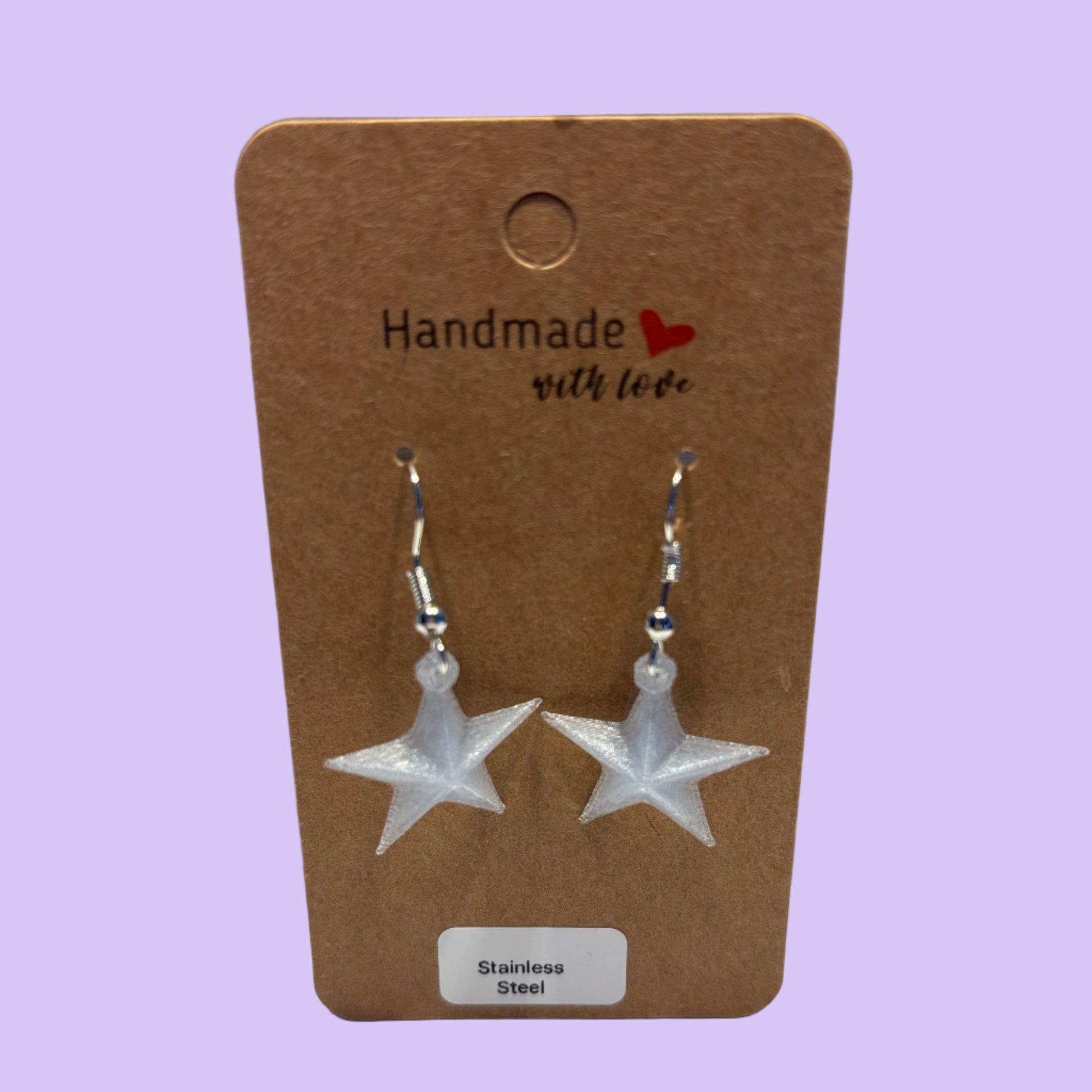 Christmas - Earrings - Star - Transparent Light Blue - front View Mounted