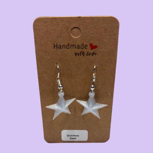 Christmas - Earrings - Star - Transparent Light Blue - front View Mounted