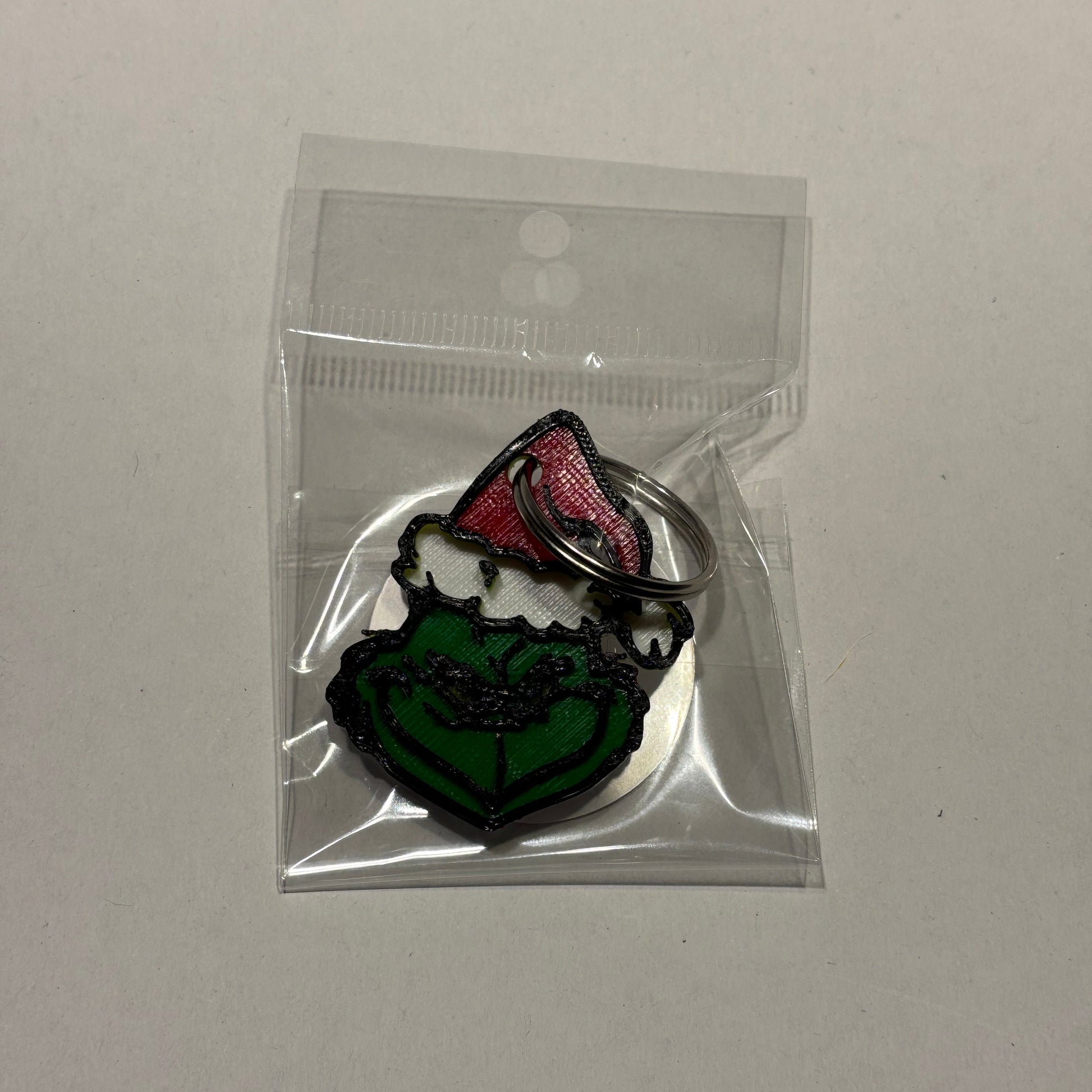 Christmas - Grinch Face Keyring - Front View Packaged