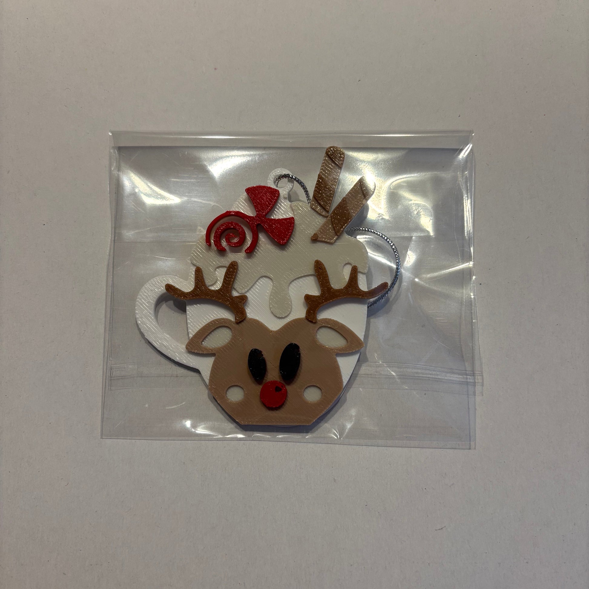 Christmas - Hot Cocoa Mug Ornament - Reindeer - Front View Packaged