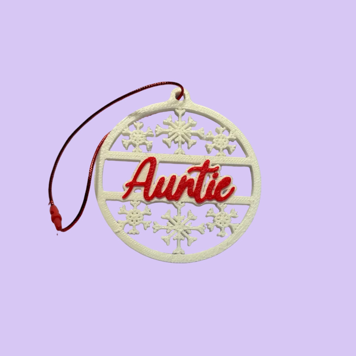 Christmas - Personalised Snowflake Decoration - Auntie - Front View