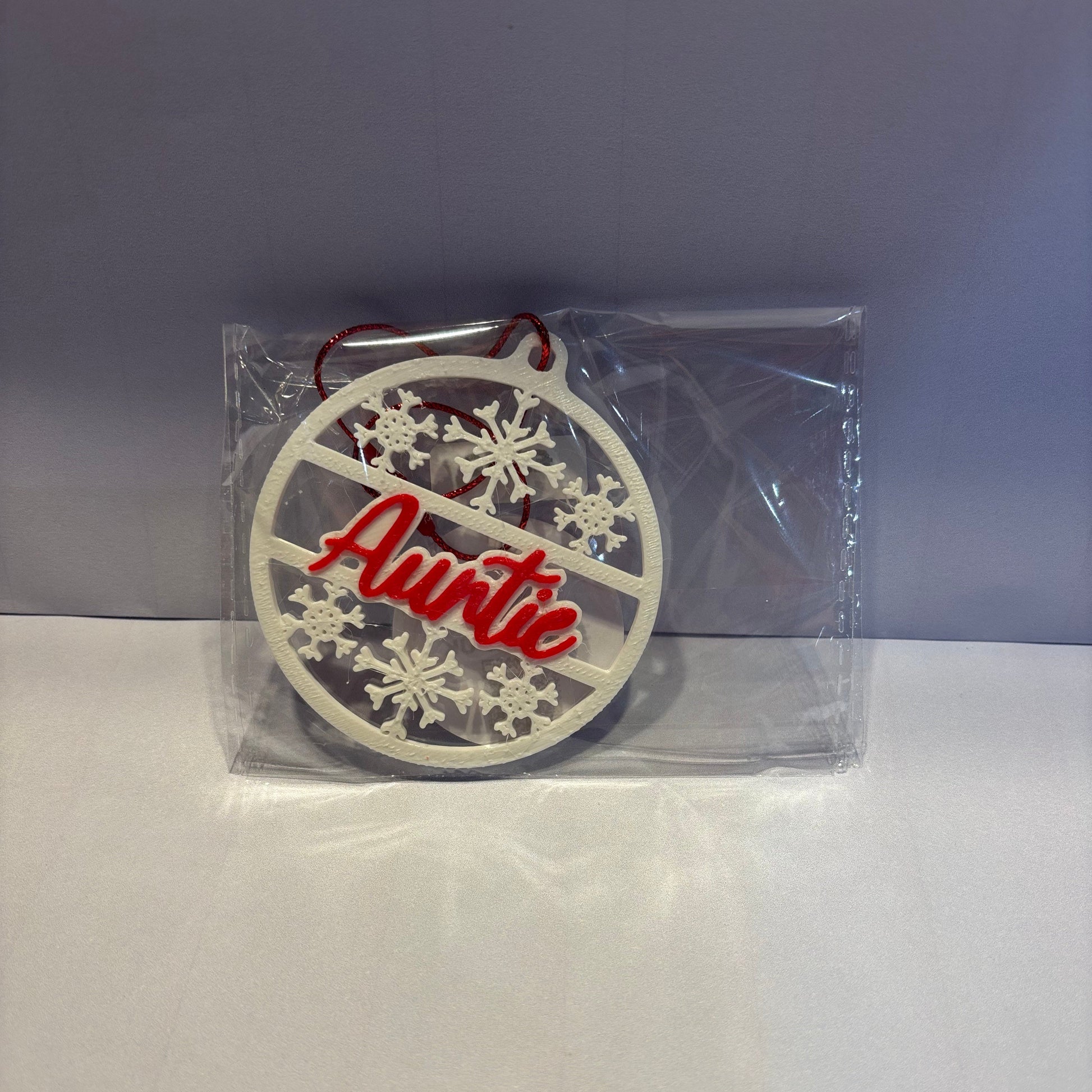 Christmas - Personalised Snowflake Decoration - Auntie - Front View Packaged