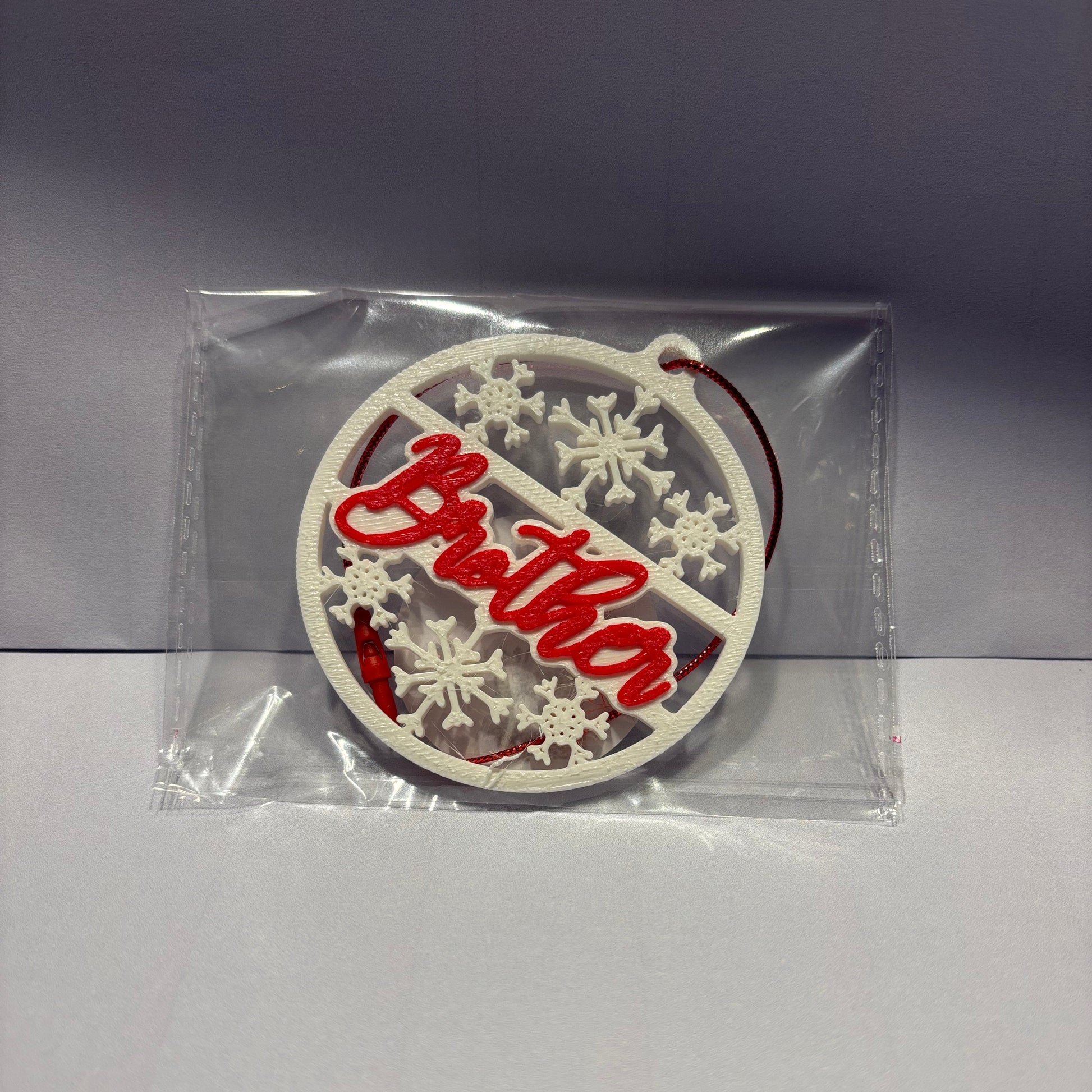 Christmas - Personalised Snowflake Decoration - Brother - Front View Packaged