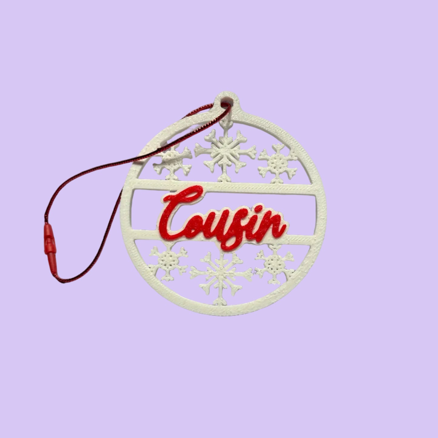 Christmas - Personalised Snowflake Decoration - Cousin - Front View