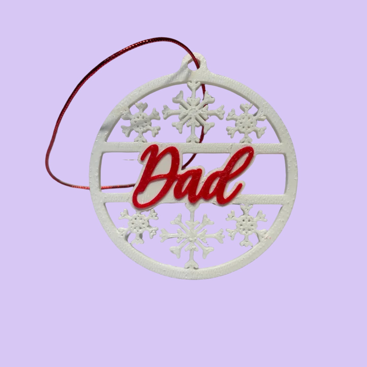 Christmas - Personalised Snowflake Decoration - Dad - Front View