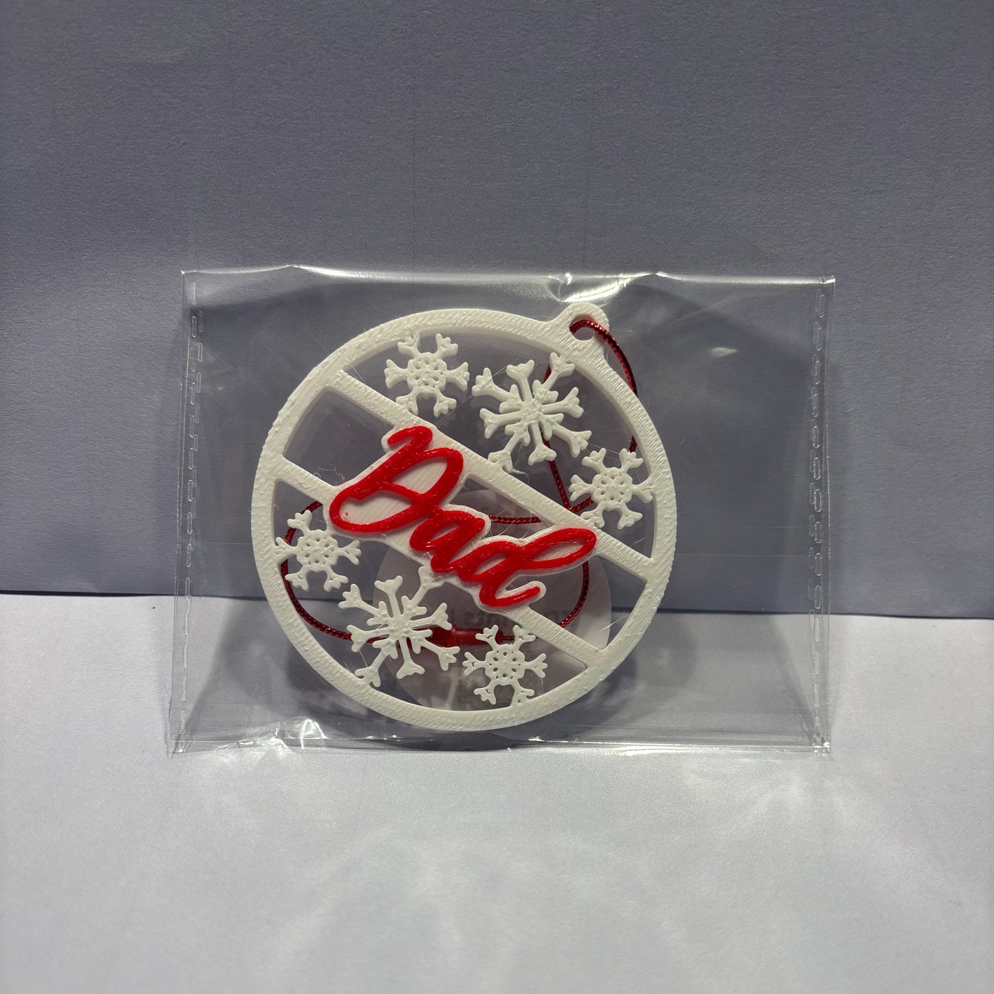 Christmas - Personalised Snowflake Decoration - Dad - Front View Packaged
