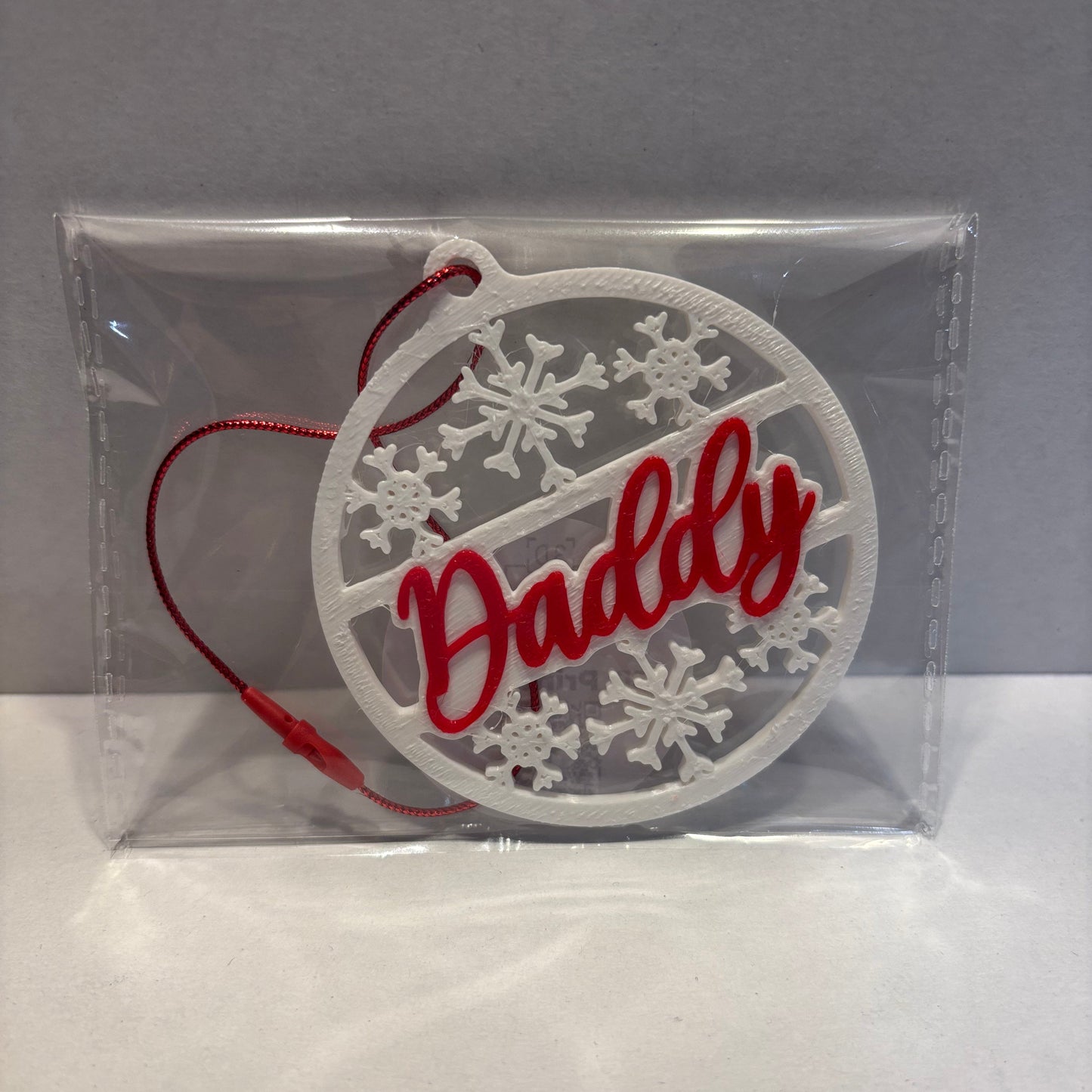 Christmas - Personalised Snowflake Decoration - Daddy - Front View Packaged