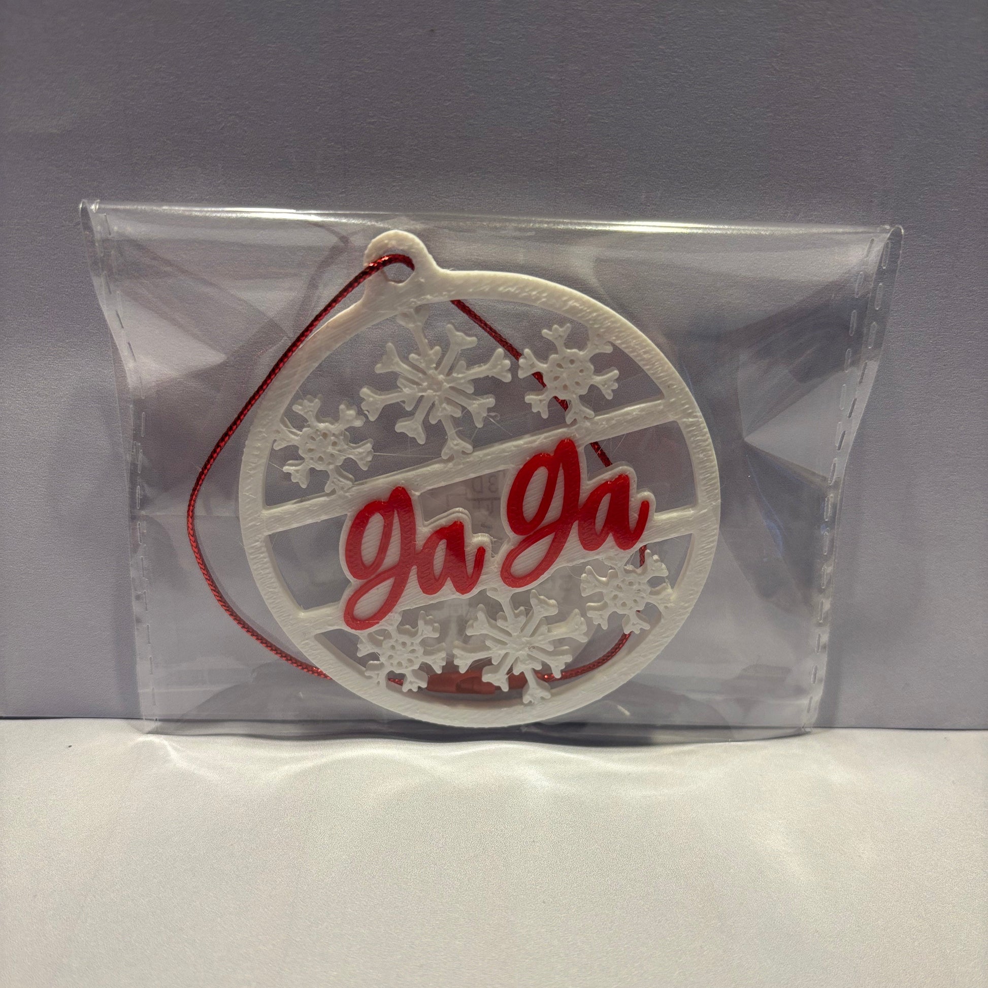 Christmas - Personalised Snowflake Decoration - Ga Ga - Front View Packaged
