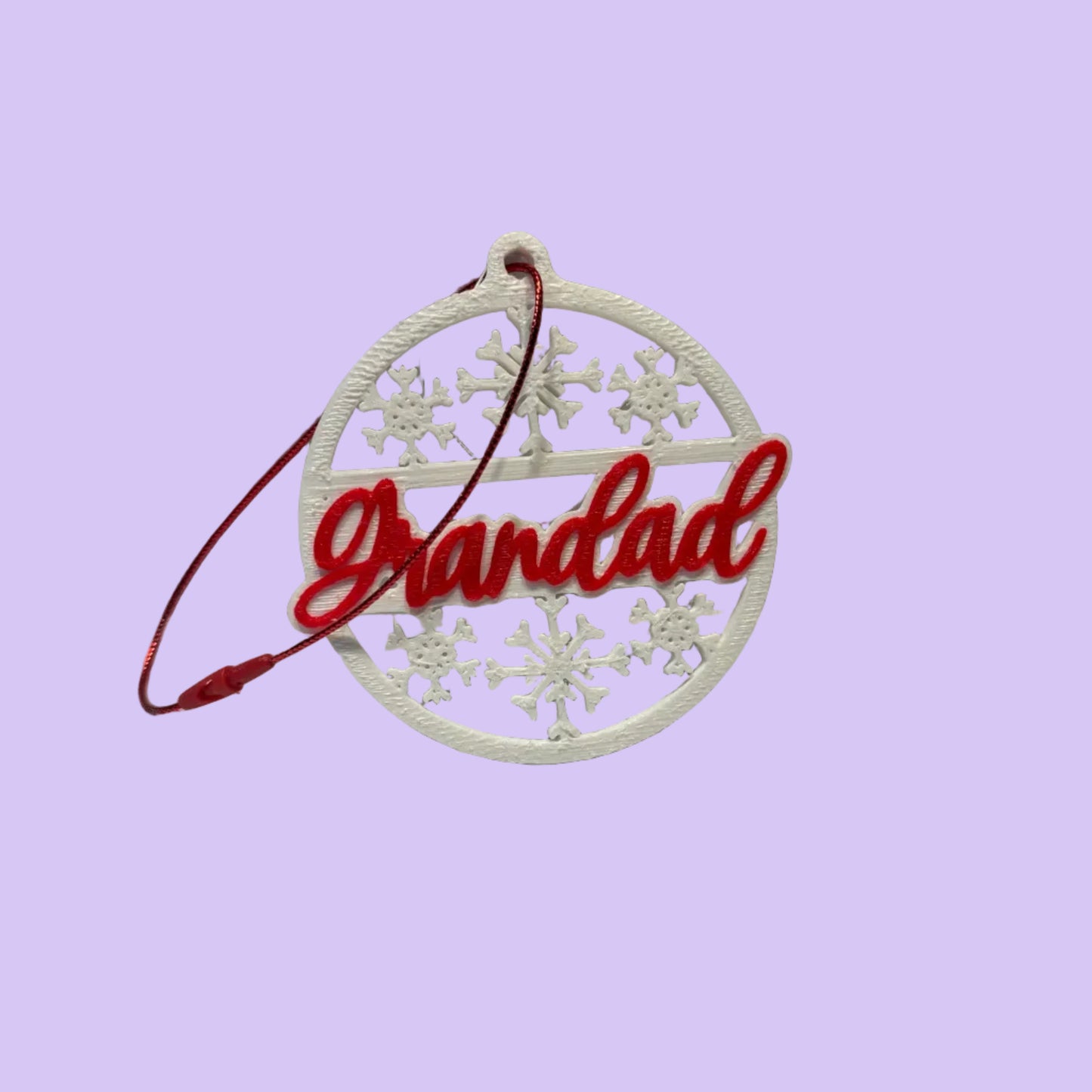 Christmas - Personalised Snowflake Decoration - Grandad - Front View