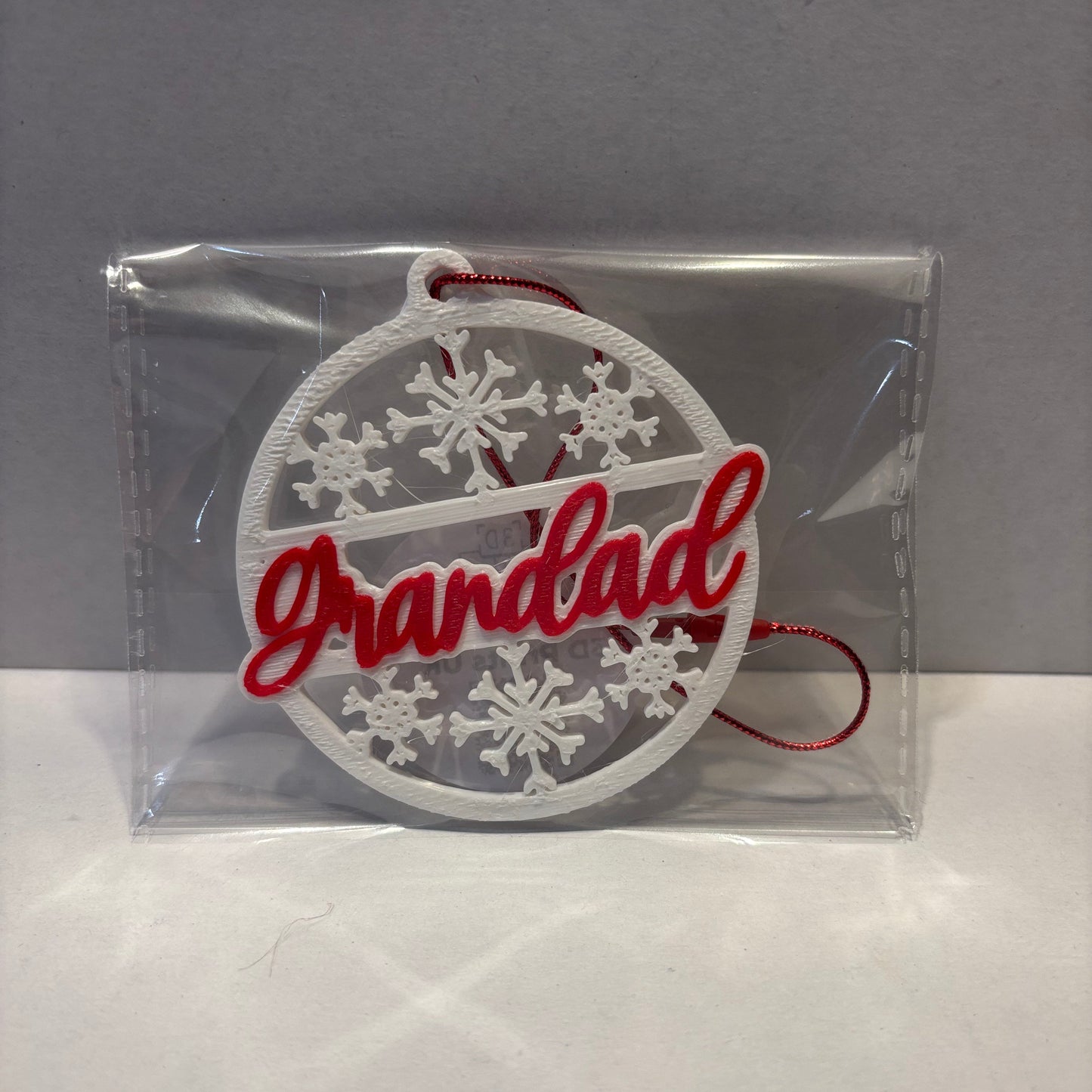Christmas - Personalised Snowflake Decoration - Grandad - Front View Packaged