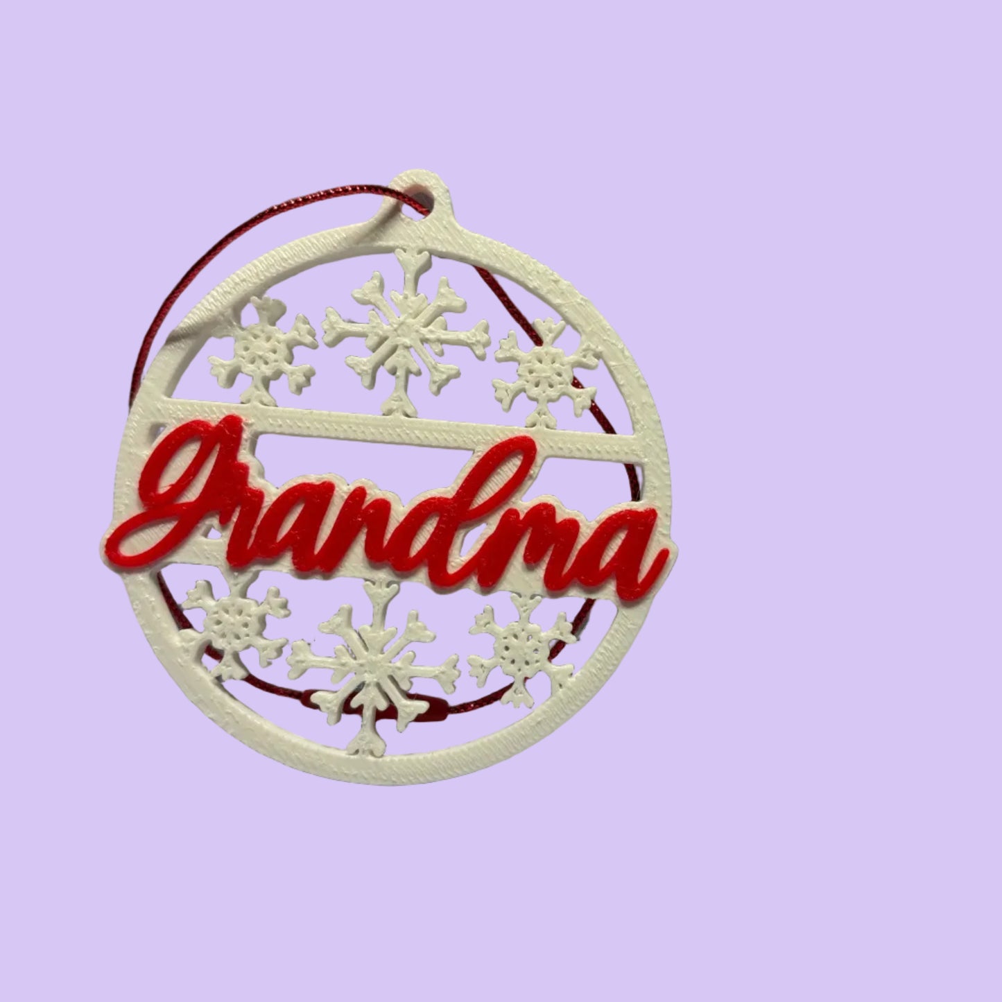 Christmas - Personalised Snowflake Decoration - Grandma - Front View