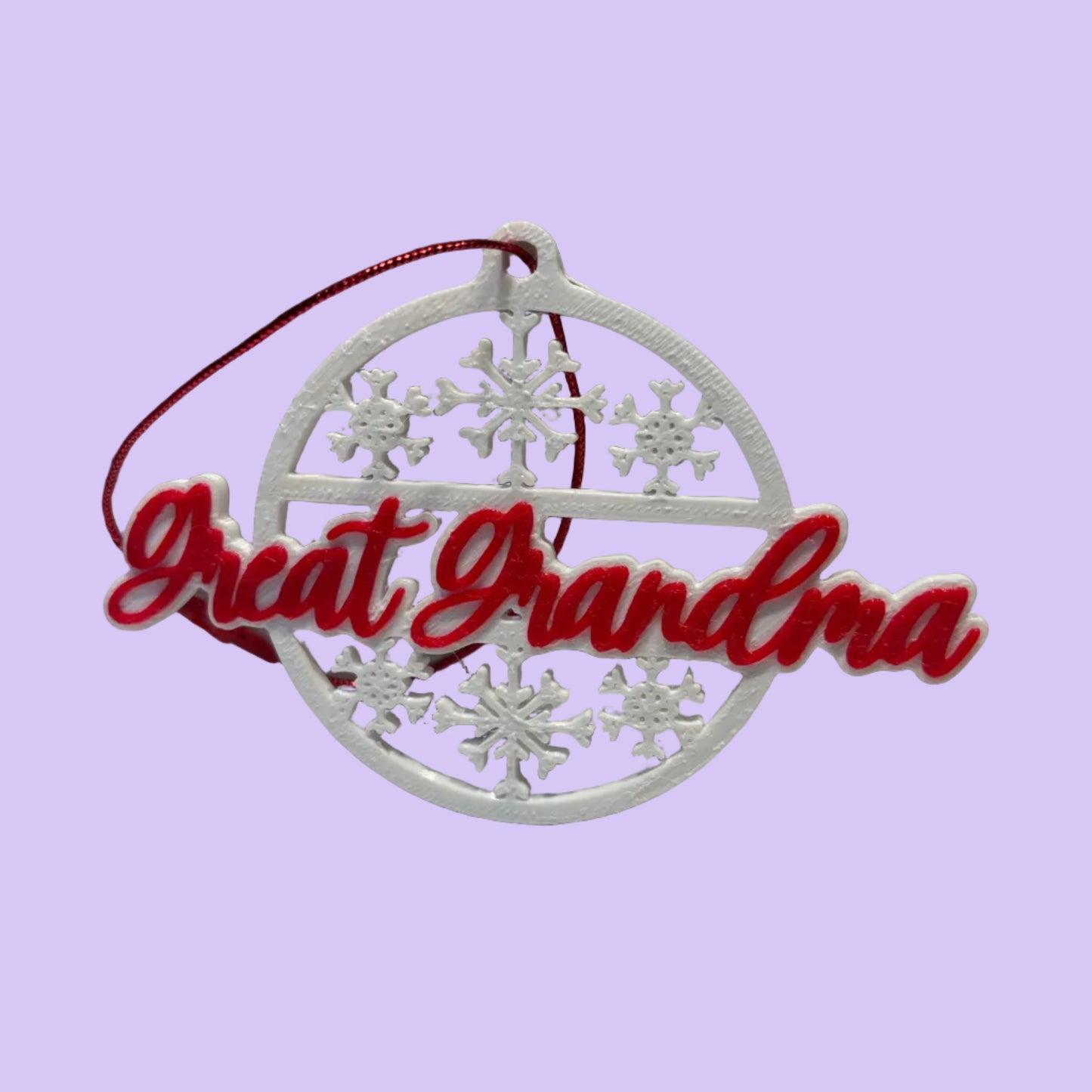 Christmas - Personalised Snowflake Decoration - Great Grandma - Front View