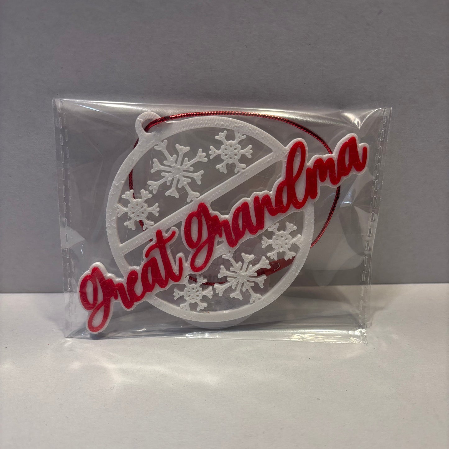 Christmas - Personalised Snowflake Decoration - Great Grandma - Front View Packaged