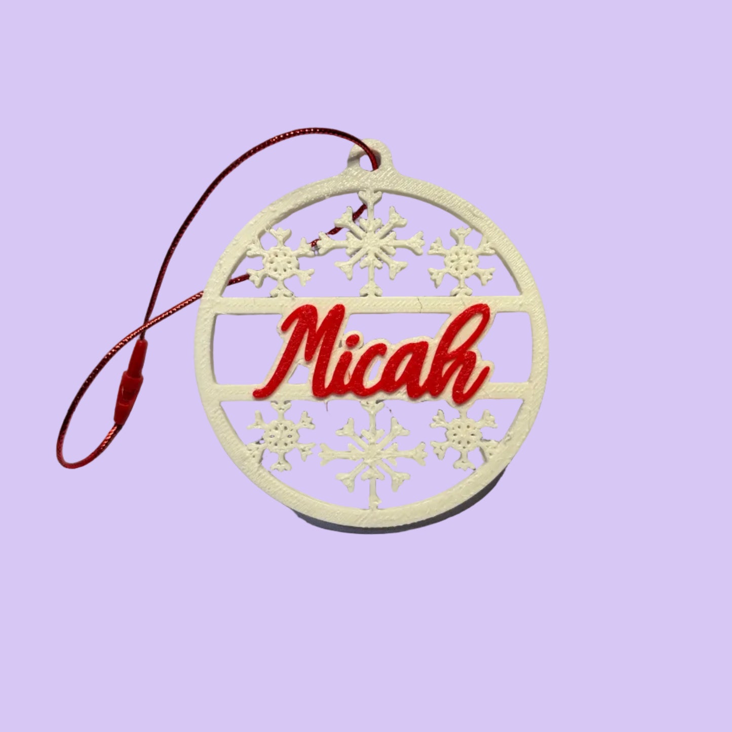 Christmas - Personalised Snowflake Decoration - Micah - Front View