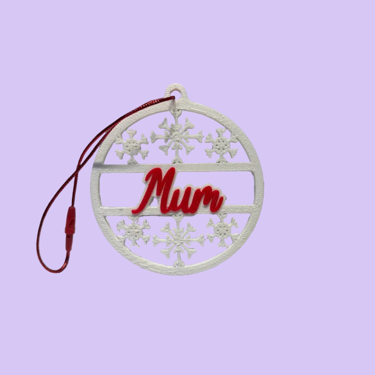 Christmas - Personalised Snowflake Decoration - Mum - Front View