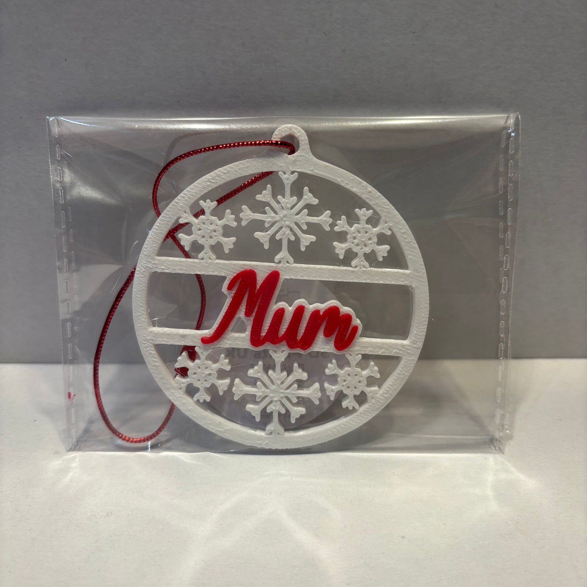 Christmas - Personalised Snowflake Decoration - Mum - Front View  Packaged