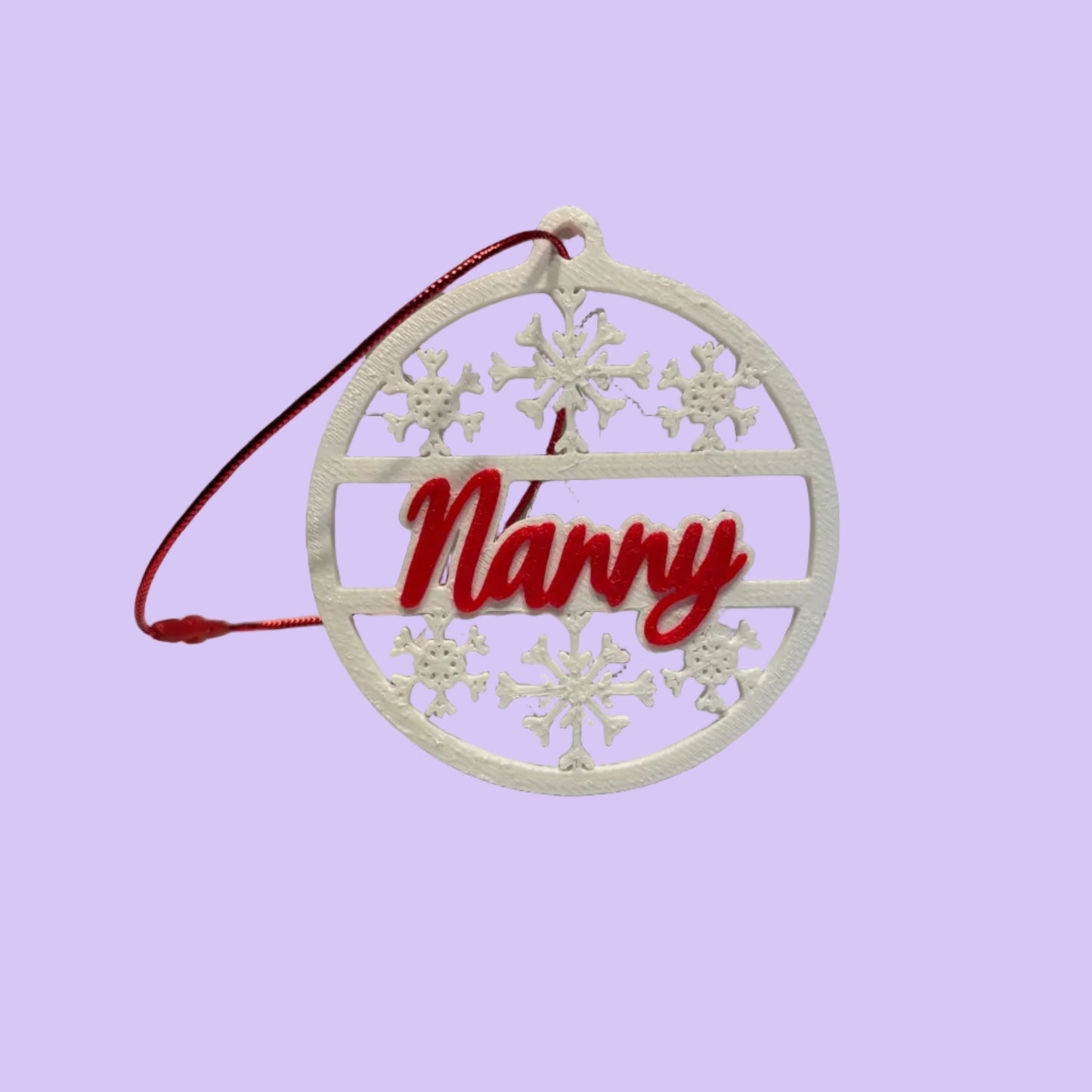 Christmas - Personalised Snowflake Decoration - Nanny - Front View
